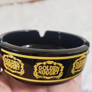 Vintage Las Vegas Golden Nugget Casino Brown Glass Ashtray